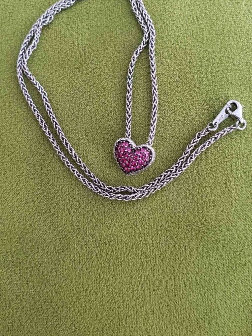 Effy Sterling Silver Heart Necklace with Ruby Heart Pendant 0.65TCW